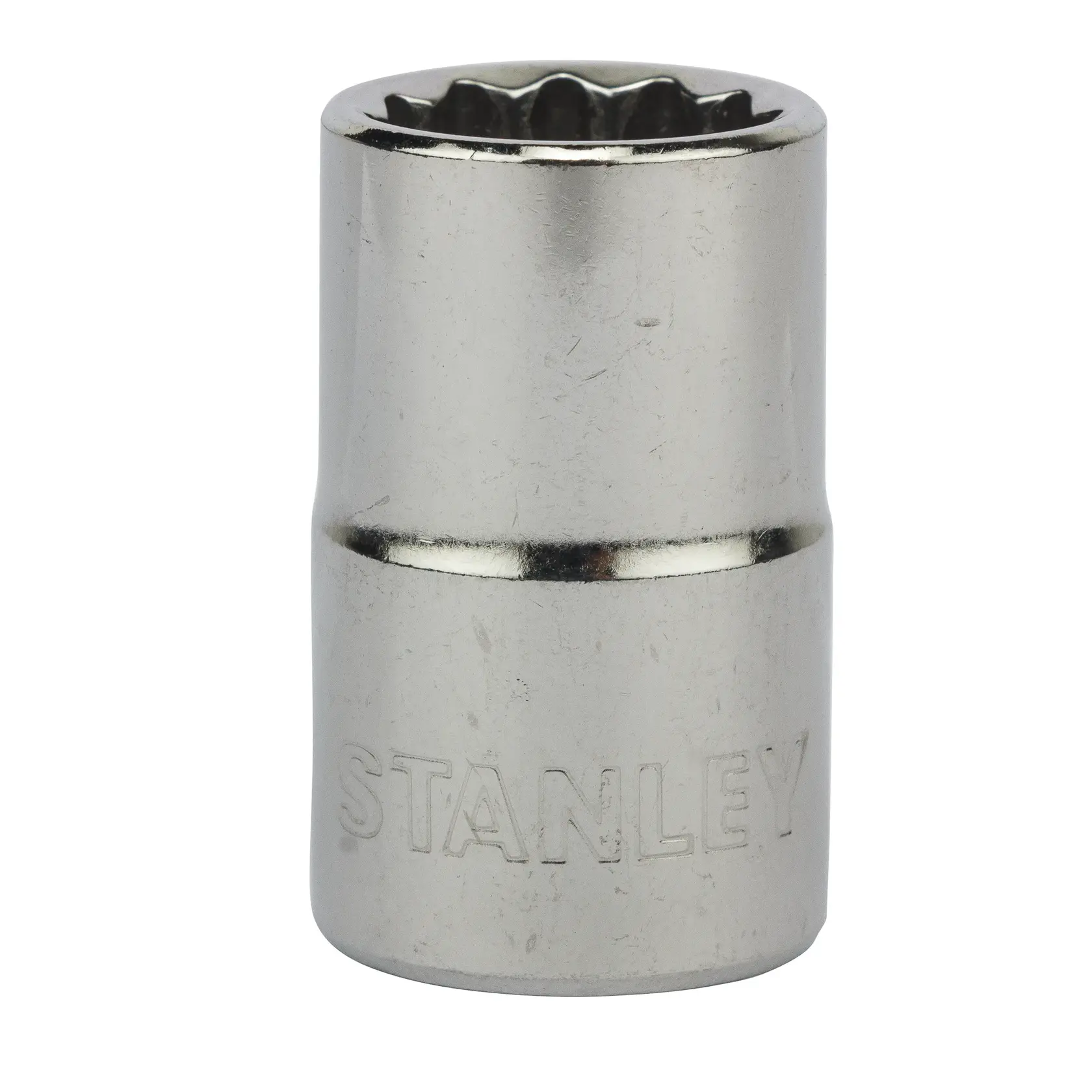 STANLEY 1-88-788 vaso cromado, ángulo frontal, fotografía de accesorio de herramienta manual fondo blanco.