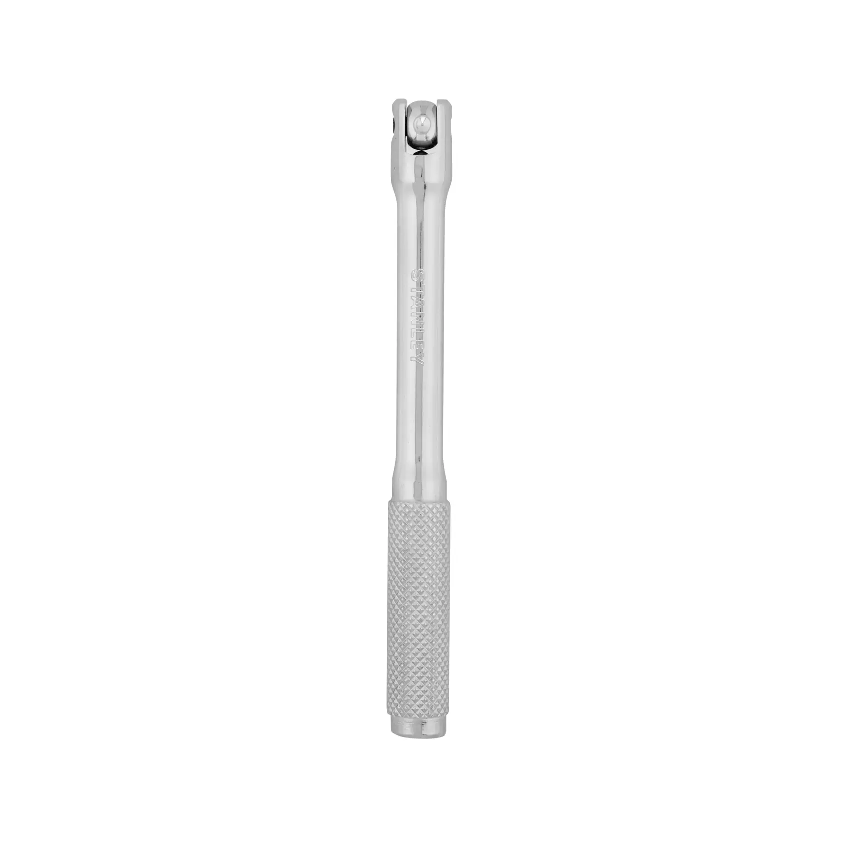 STANLEY 4-86-012 barra de extensión cromada para herramientas manuales con empuñadura moleteada, vista frontal, fondo blanco.