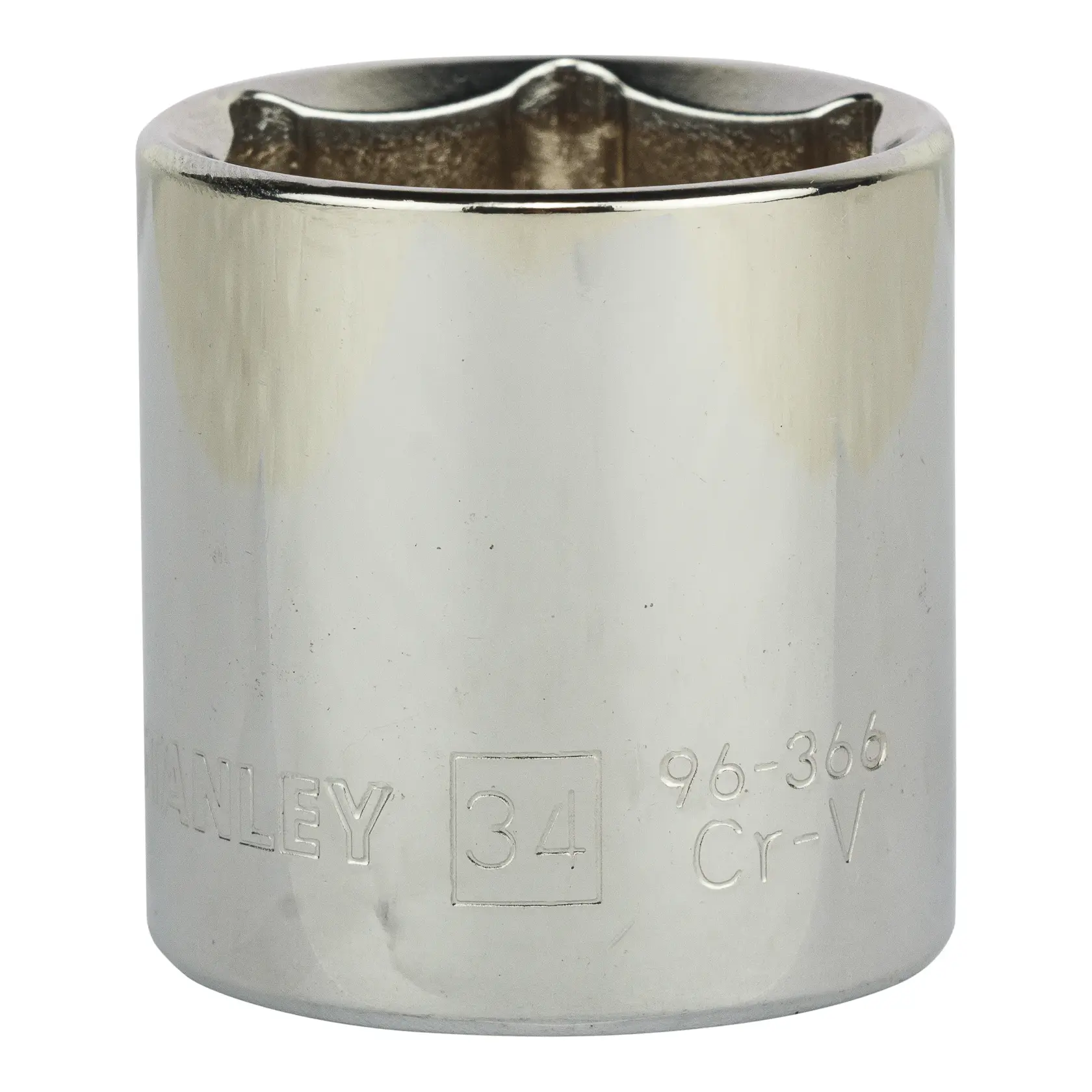 STANLEY 4-86-196 casquillo cromado, ángulo frontal, accesorio de herramienta para llaves.