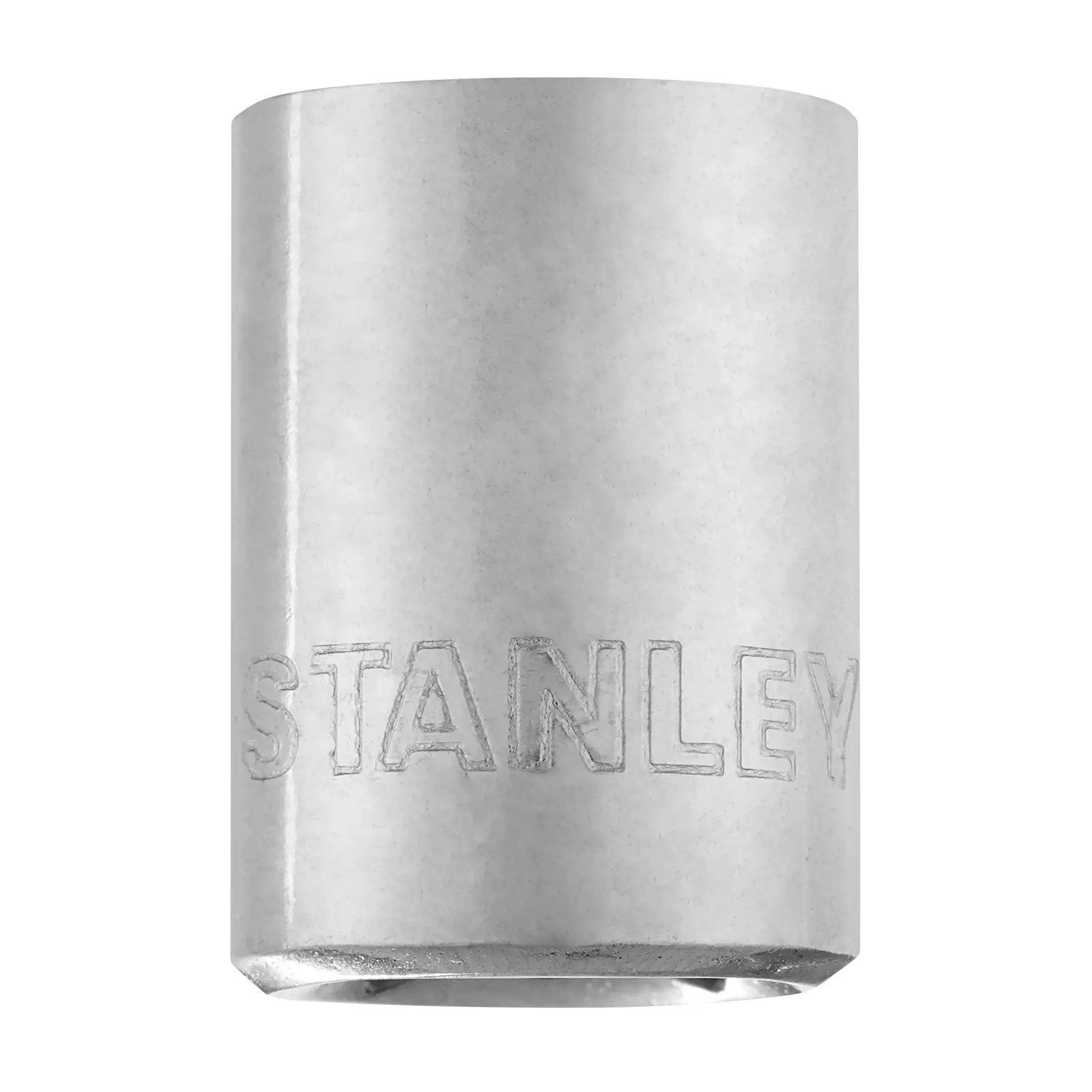 STANLEY 4-86-308 dado, acabado cromado, fotografía de producto, ángulo frontal sobre fondo blanco.